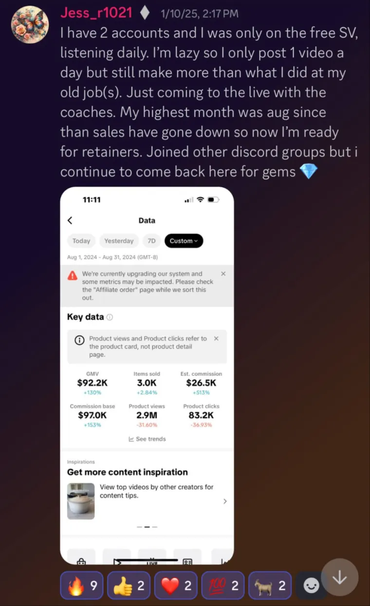 Creator win shared in the Stay Viral community