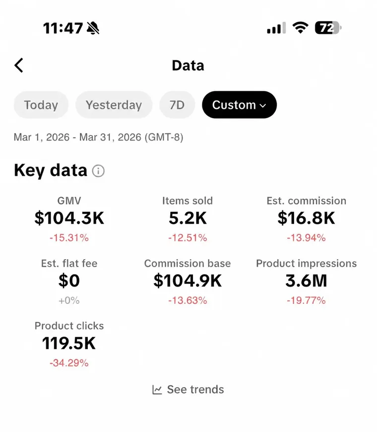 Renee earnings screenshot